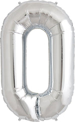 Giant Silver Foil Number 0 Balloon